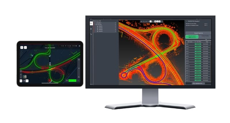 Aperçu des logiciels Leica Pegasus FIELD et OFFICE, qui permettent un traitement de données de cartographie mobile, un ajustement de la trajectoire et la visualisation.